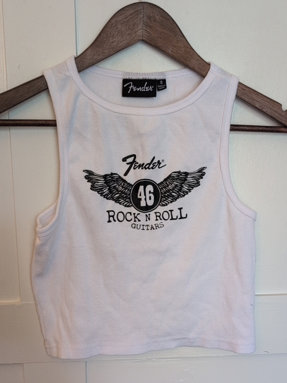 Fender White and Black Winged '46' Rock N Roll Tank Top